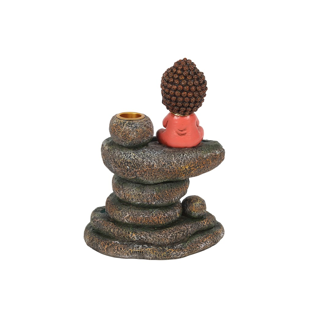 Red Buddha and Rock Pond Backflow Incense Burner - Image 3