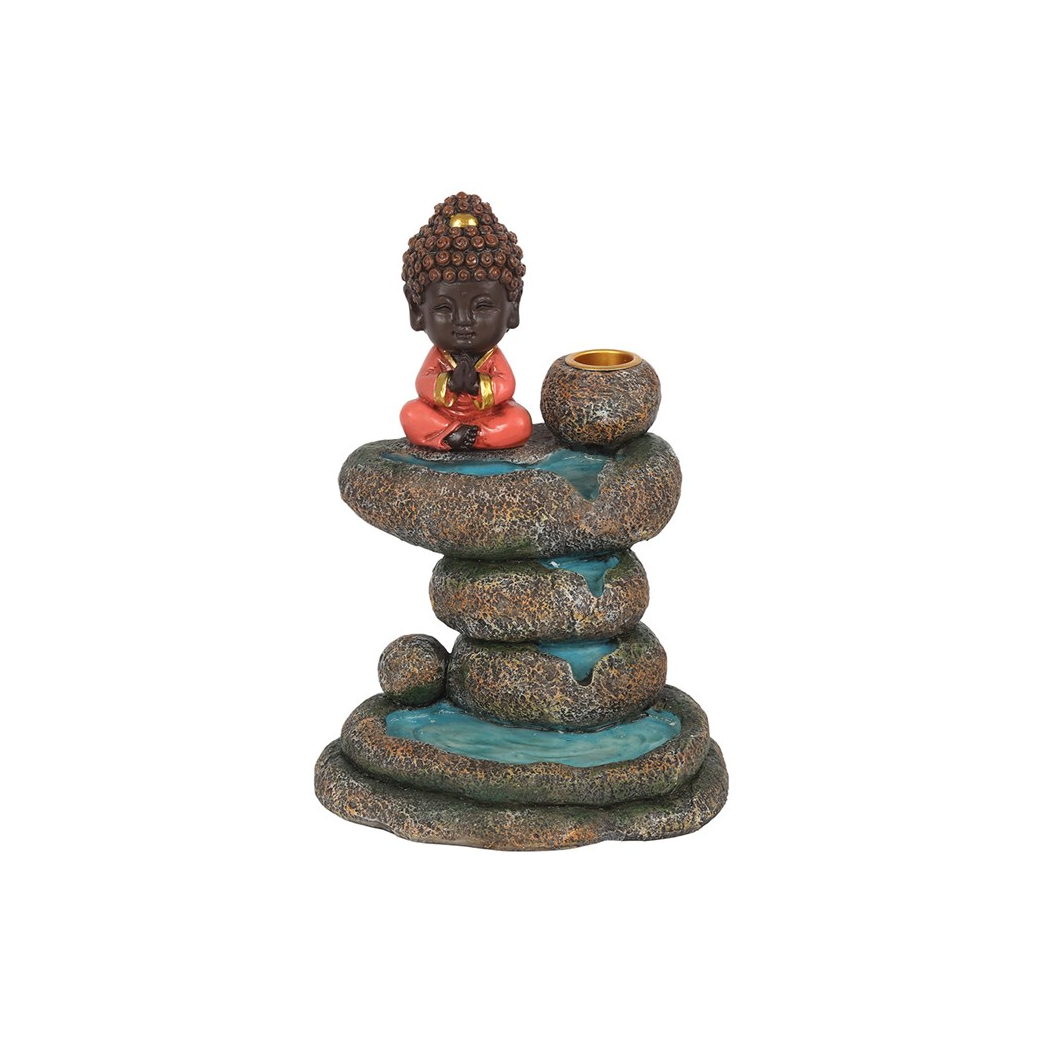 Red Buddha and Rock Pond Backflow Incense Burner - Image 2