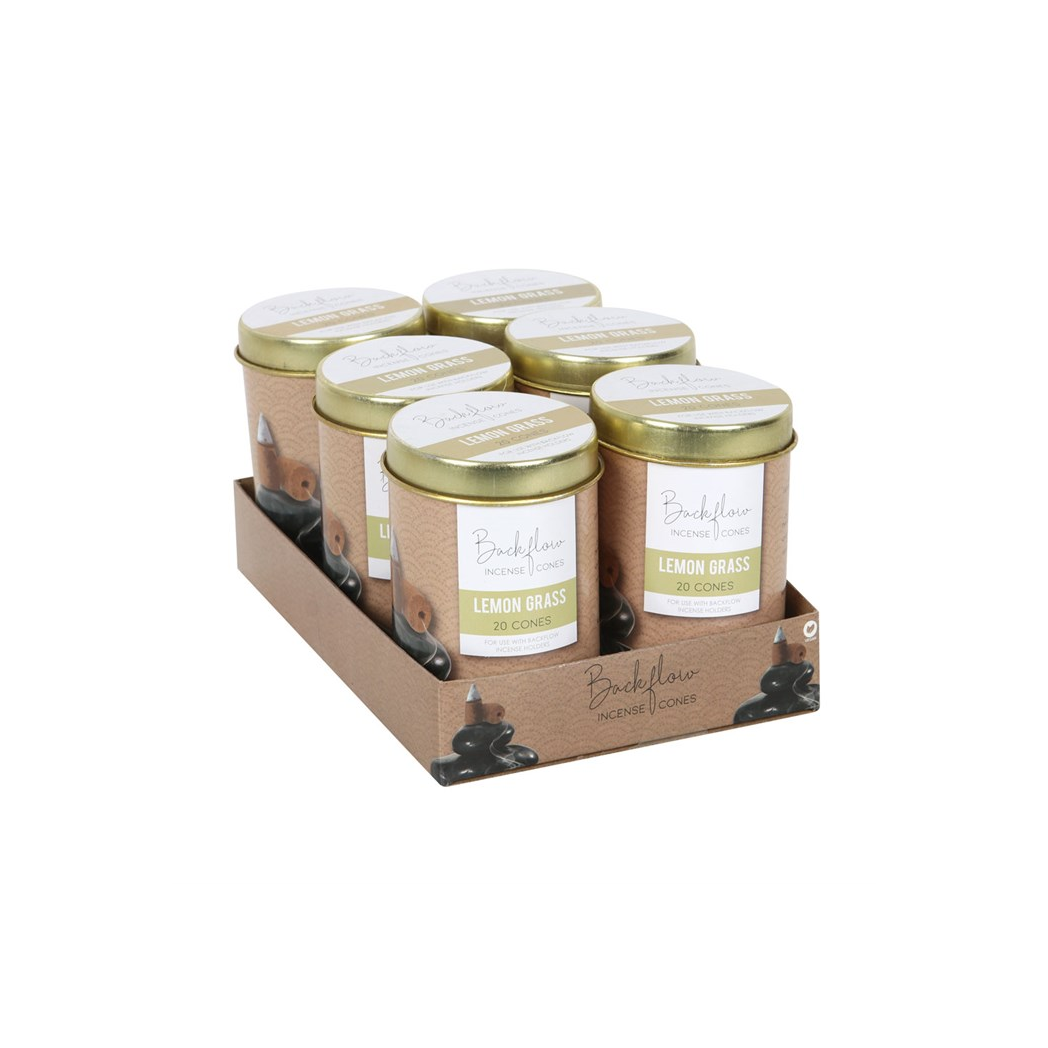 6 Tins of Elements Lemon Grass Jumbo Backflow Cones