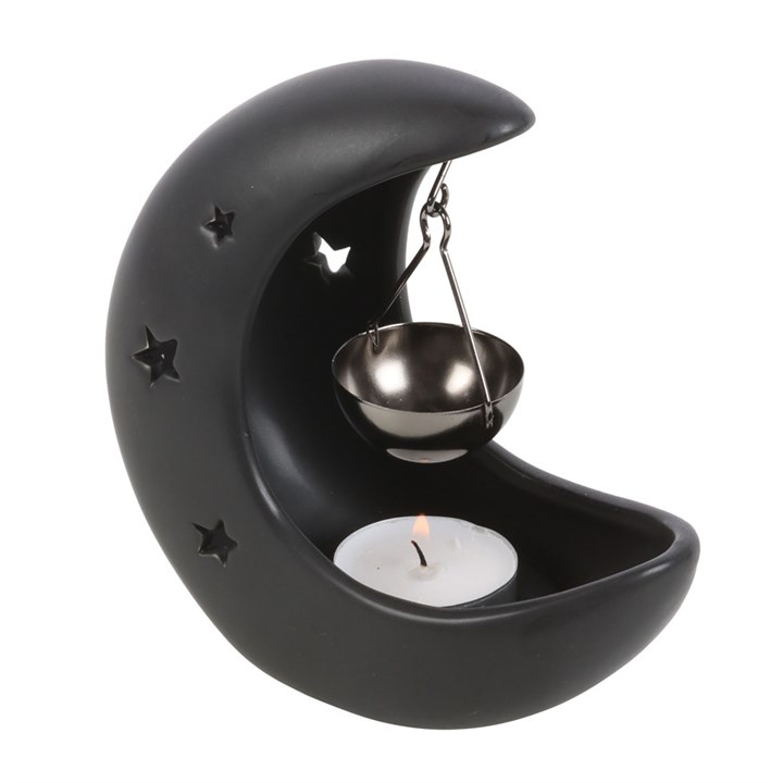 Black Crescent Moon Hanging Oil Burner - Image 2